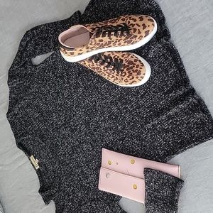 Democracy Cold Shoulder Asymmetric Knit Top